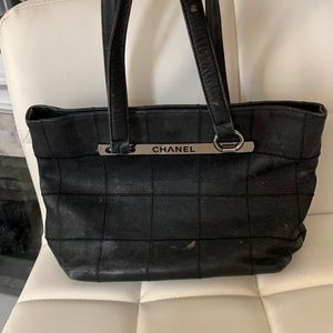 Authentic Chanel square quilted caviar bag